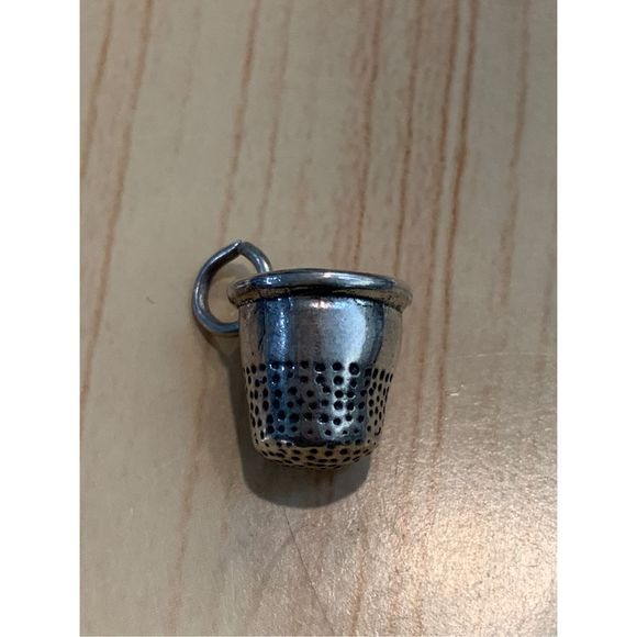 Sewing Thimble Sterling Silver Jewelry Charm #sew - Picture 4 of 4
